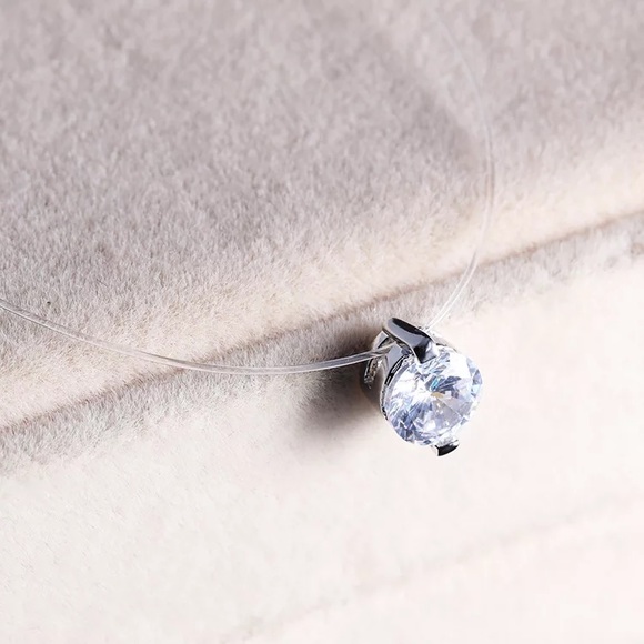 Cubic Zircon Invisible Line Necklace - Picture 4 of 5
